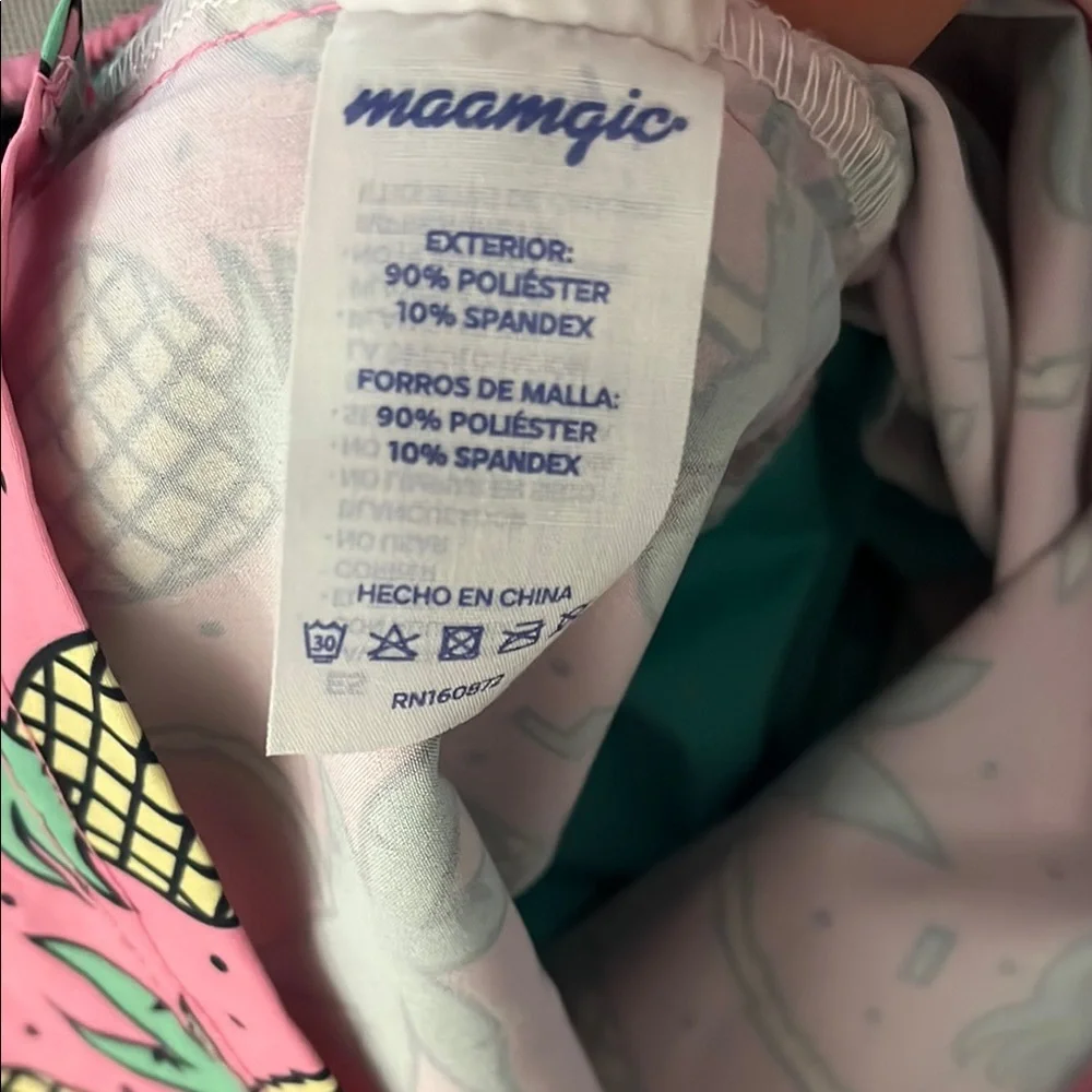 Maamgic Pink Pineapple Print Swim Trunk Shorts - Size M